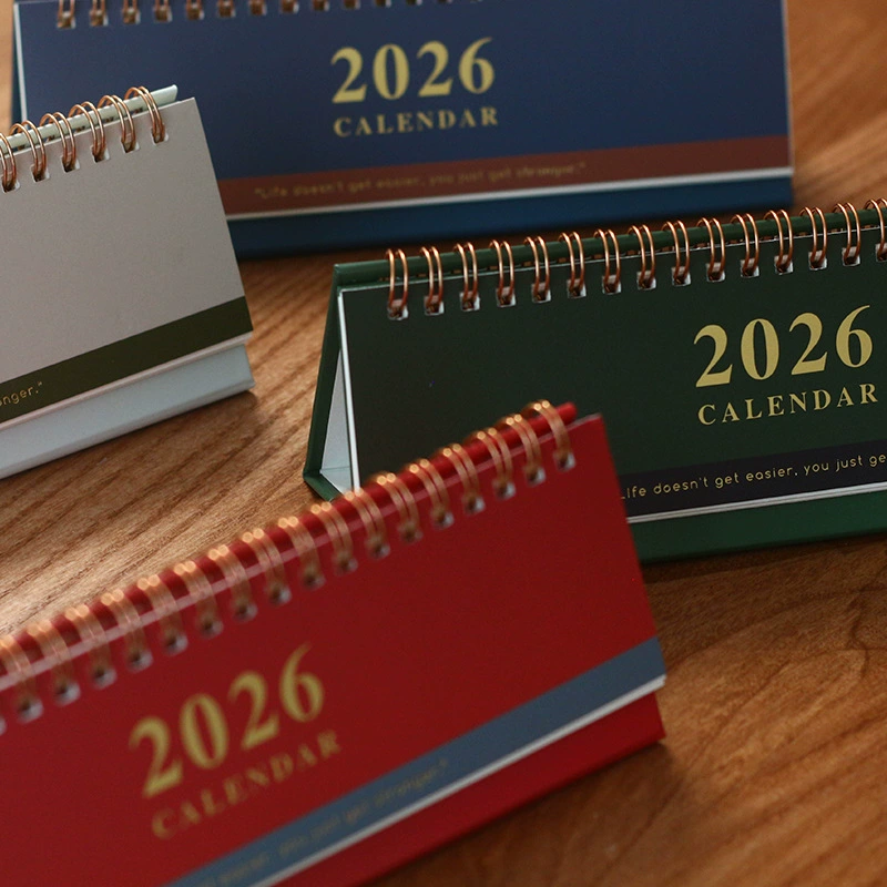 Календарь-планировщик на 2026 год, простой и стильный настольный календарь с золотым тиснением, длинный настольный креативный блокнот.