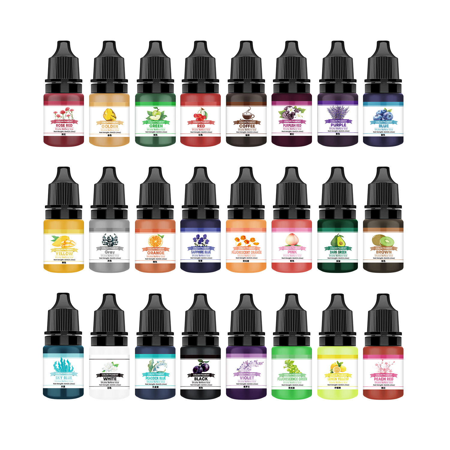 Source factory 24 colors 5ml oil-based colorant crystal dropper/UV glue universal high concentration
