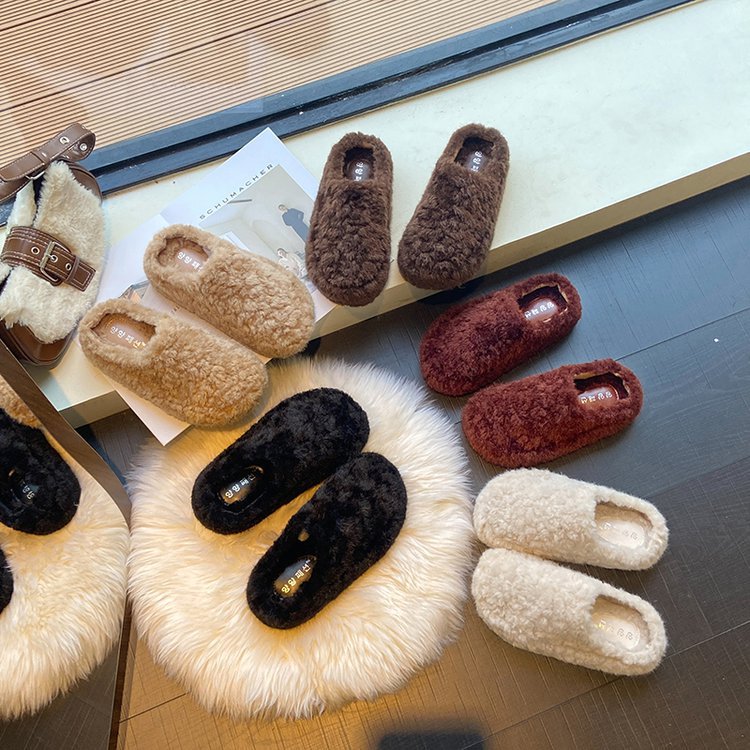 包头毛绒毛毛拖鞋女款2025新款爆款秋冬休闲外穿厚底保暖网红棉拖