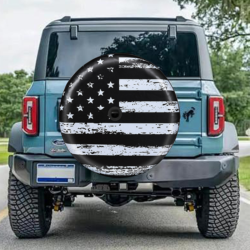 Suitable for Wrangler with Camera Hole Tire Cover American Flag Spare Tire Cover Trailer Suv Truck Cross-Border Explosion