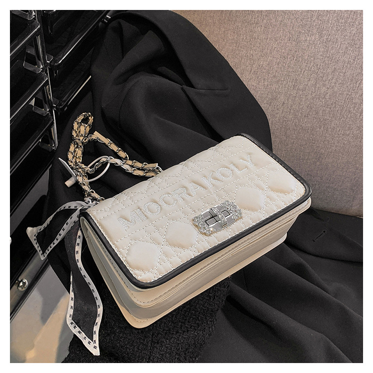 Borse da donna Nuovo stile trendy rombo ricamo filo piccola borsa quadrata borsa a tracolla singola di lusso leggera di fascia alta stile piccola fragranza_voghion.com