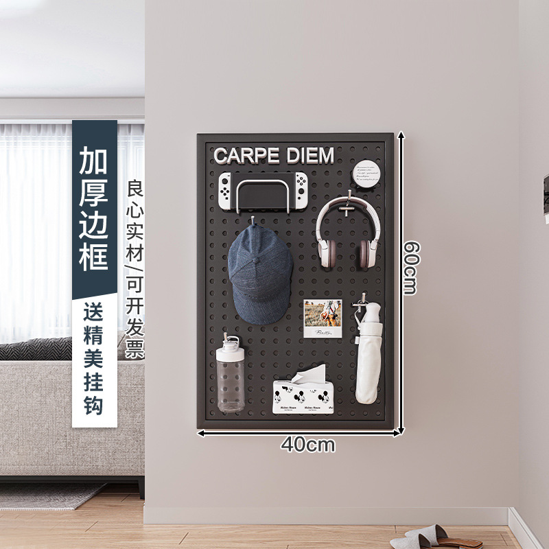 Tablero de agujero redondo, estante de estante de pared, almacenamiento de pantalla de acero inoxidable, herramientas de hardware, pared de tablero colgante universal