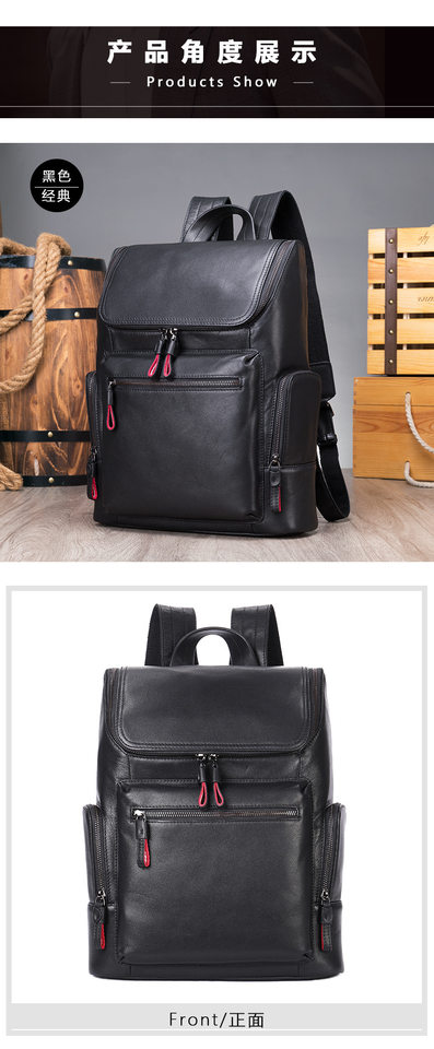 Ba lô nam da bò thật vân cá sấu, ngăn laptop 14 inch, kiểu công sở — 816 màu đen, 9197 màu đen, 9157 màu đen, 9196 màu đen chi tiết 23