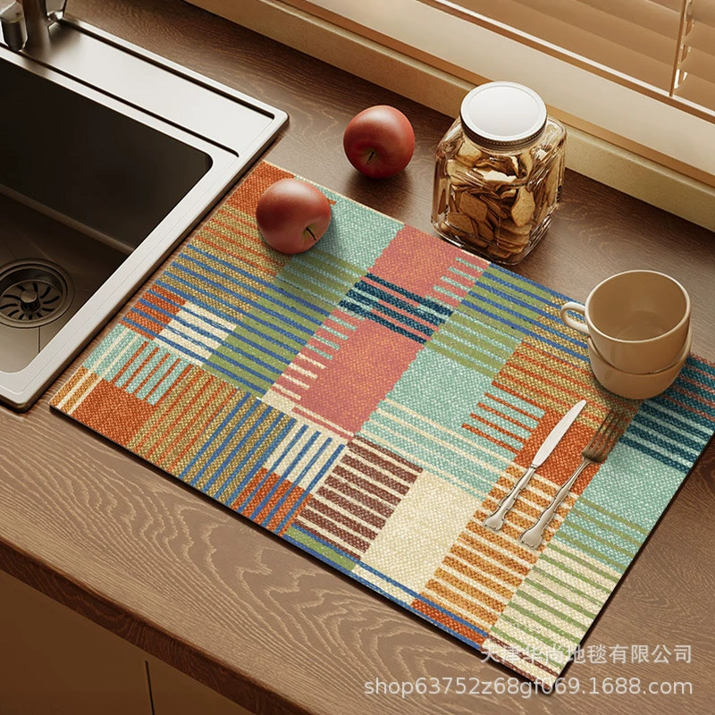 Американский ретро диатомовая грязь премиум-класса коврик для кухонных столешниц защитный коврик для впитывающей посуды коврик для кофеварки коврик