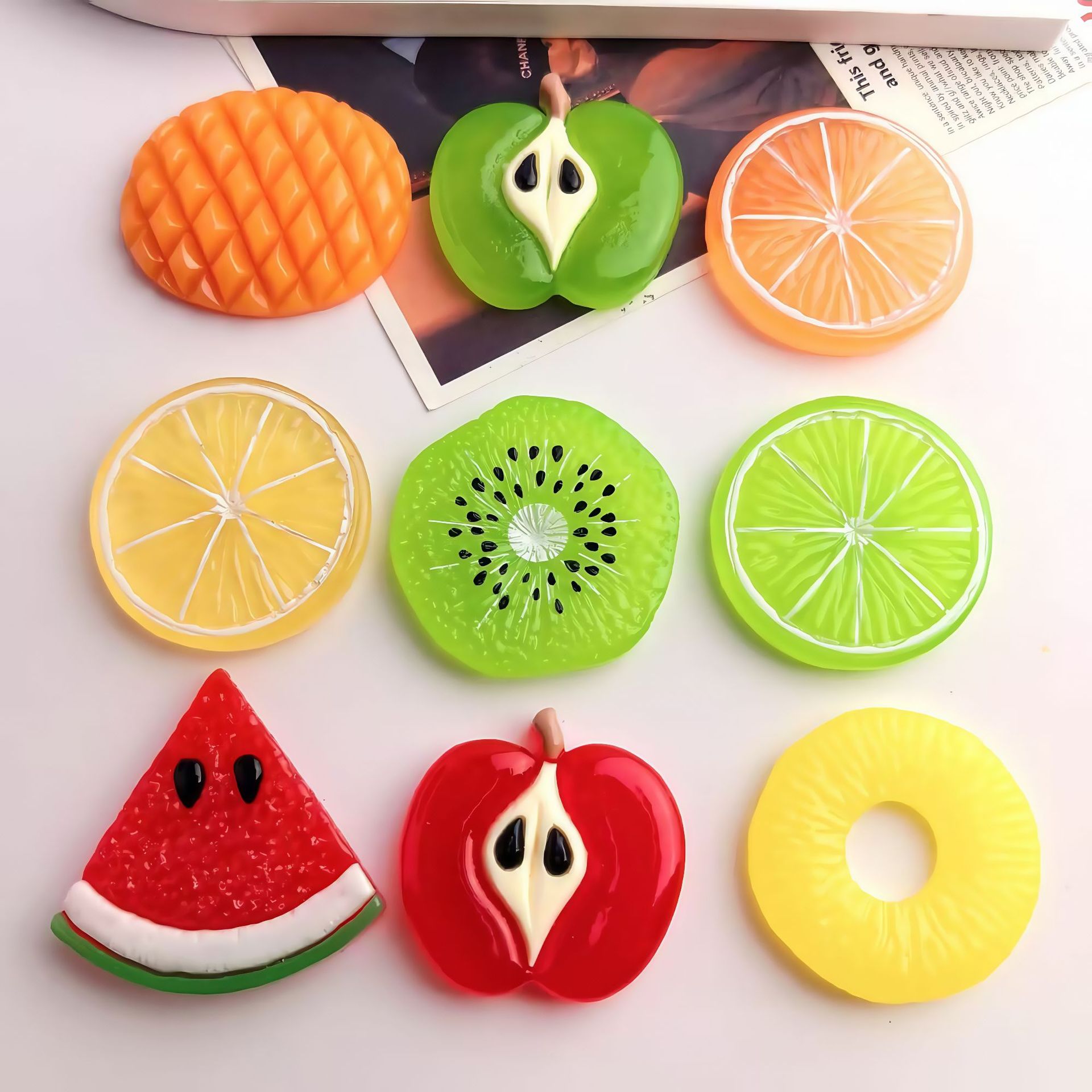 Summer Artificial Large Fruit Popsicle DIY Cream Glue Keychain Hair Accessories Kidsren's Play House Doll House Toys