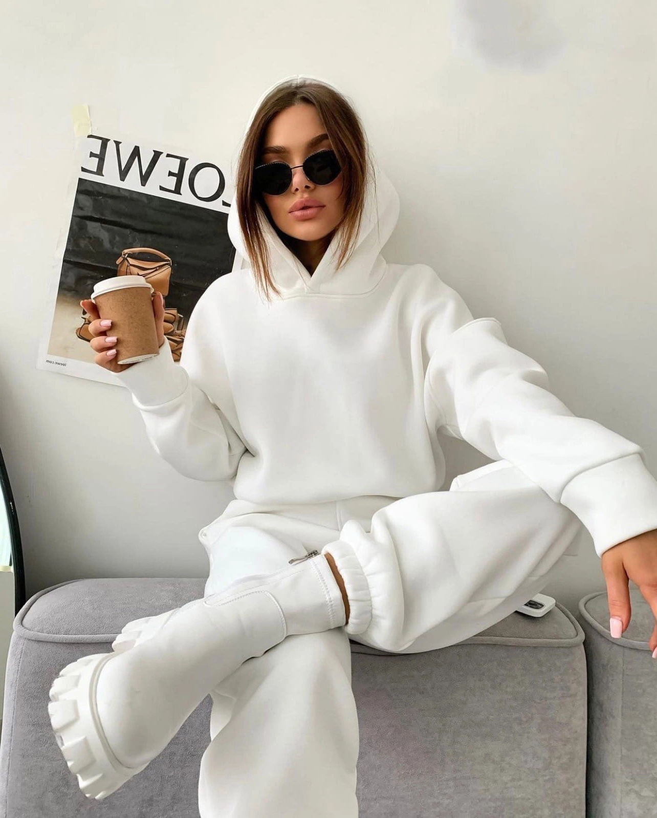 1042g Weight Long Sleeve Sleeve Length Cotton Blend, Polyester Fabric Type Pants Sets Sets Type 2 Pieces Set Quantity Holiday, Daily Occasion Hooded Neckline Loose Fit Type Solid Color Pattern Winter, Autumn Season Women's Gender Streetwear Style Women's Hoodies Sets Long Sleeve Streetwear Solid Color 13