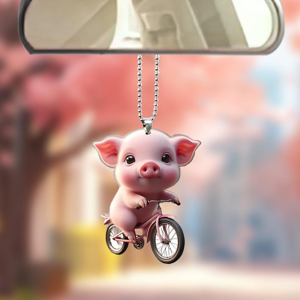 24 celebridades de Internet de comercio exterior transfronterizo estilo de ciclismo lindo cerdito interior de coche colgante de acrílico llave de coche accesorios de mochila