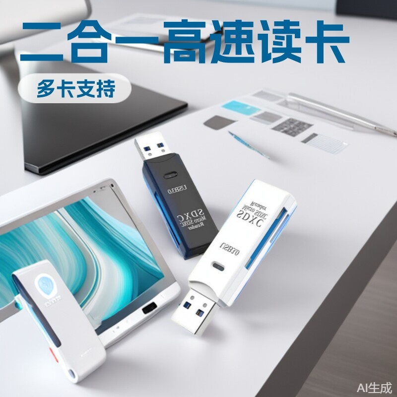 Multi-functional 2-in-1 High-Speed Card Reader, Supports TF/SD Cards, Suitable for Cameras, Computers, Cars, Laptops