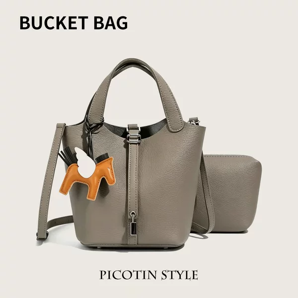 New style basket bag for women, versatile lychee pattern handbag, niche commuter shoulder and crossbody bag for women, cross-border