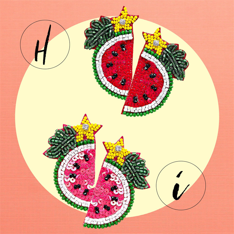 1 Pair Hip-Hop Watermelon Glass Drop Earrings display picture 3