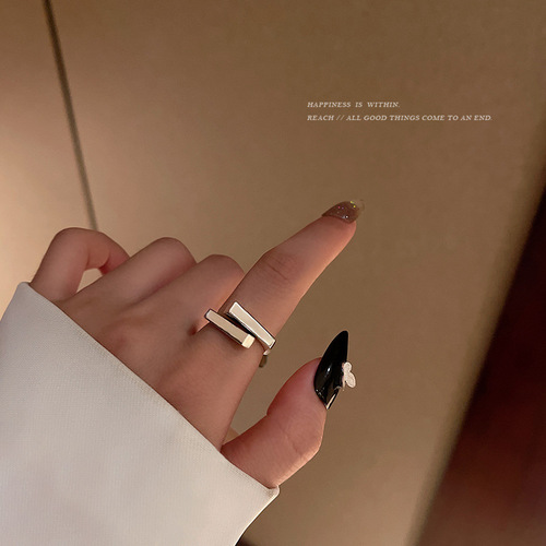 Korean-style new trendy personalized high-end designer openable adjustable double-layer ring—Instagram-famous, same style as the internet sensation index finger ring
