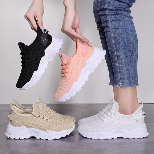 Women's New Plus Size Sports Shoes Cross-border Height Increasing Shoes Loose Mouth Laced Women's Lightweight Sneakers Single Shoes 43