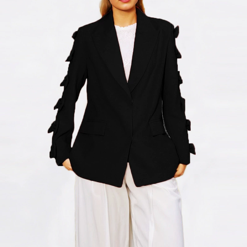 Элегантный костюм премиум-класса 2025 года в европейском стиле с эффектным дизайном, пальто средней длины с бантом, эксклюзивная модель