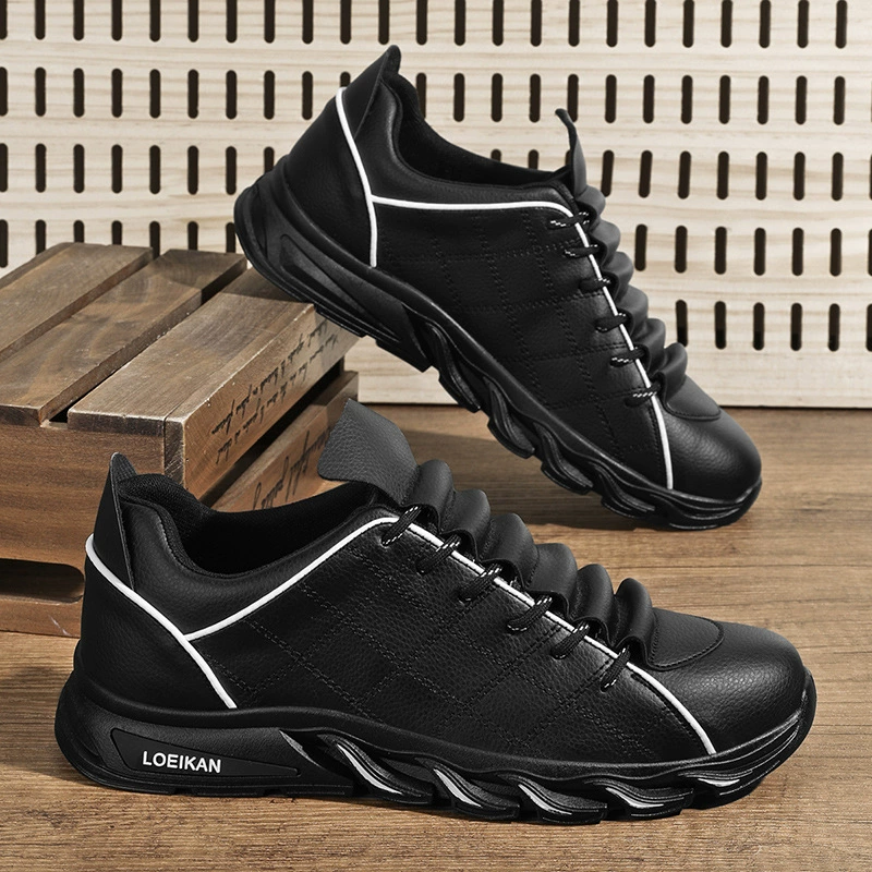 Шеф-повар мужская обувь лето 2025 новый отдых тренд кухонная рабочая кожаная обувь минималистская черная грязная обувь по страхованию труда