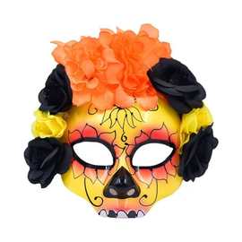墨西哥亡灵节派对化妆舞会骷髅加花鬼脸面具diy面罩女cos装扮道具