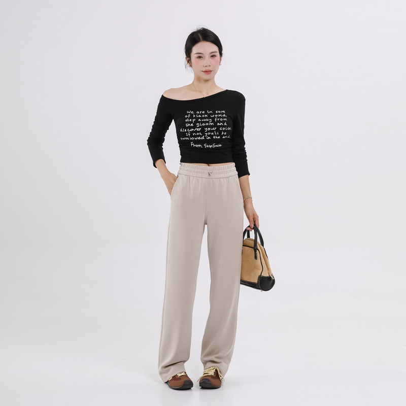 Lulu-Style Matte Lenzing Modal Sand-Washed Air Pants Soft Women's High-Waisted Long Pants Alternative
