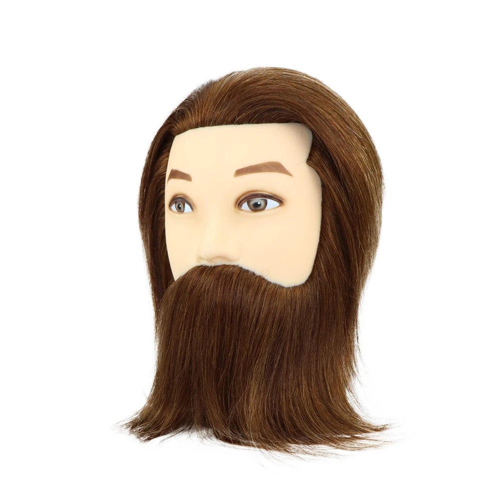El comercio exterior de los hombres completo pelo real barba modelo diadema barba modelo se puede cortar el pelo permanente con barba maniquí cabeza al por mayor