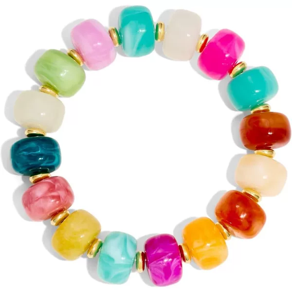 Cross-Border Dopamine Women's Beaded Bracelet with Vibrant Colors, Resin Beads, Elastic Bracelet, Summer Beach Vacation Accessory
