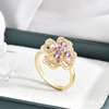 Purple ring, fashionable zirconium, four-leaf clover, light luxury style, micro incrustation, wholesale