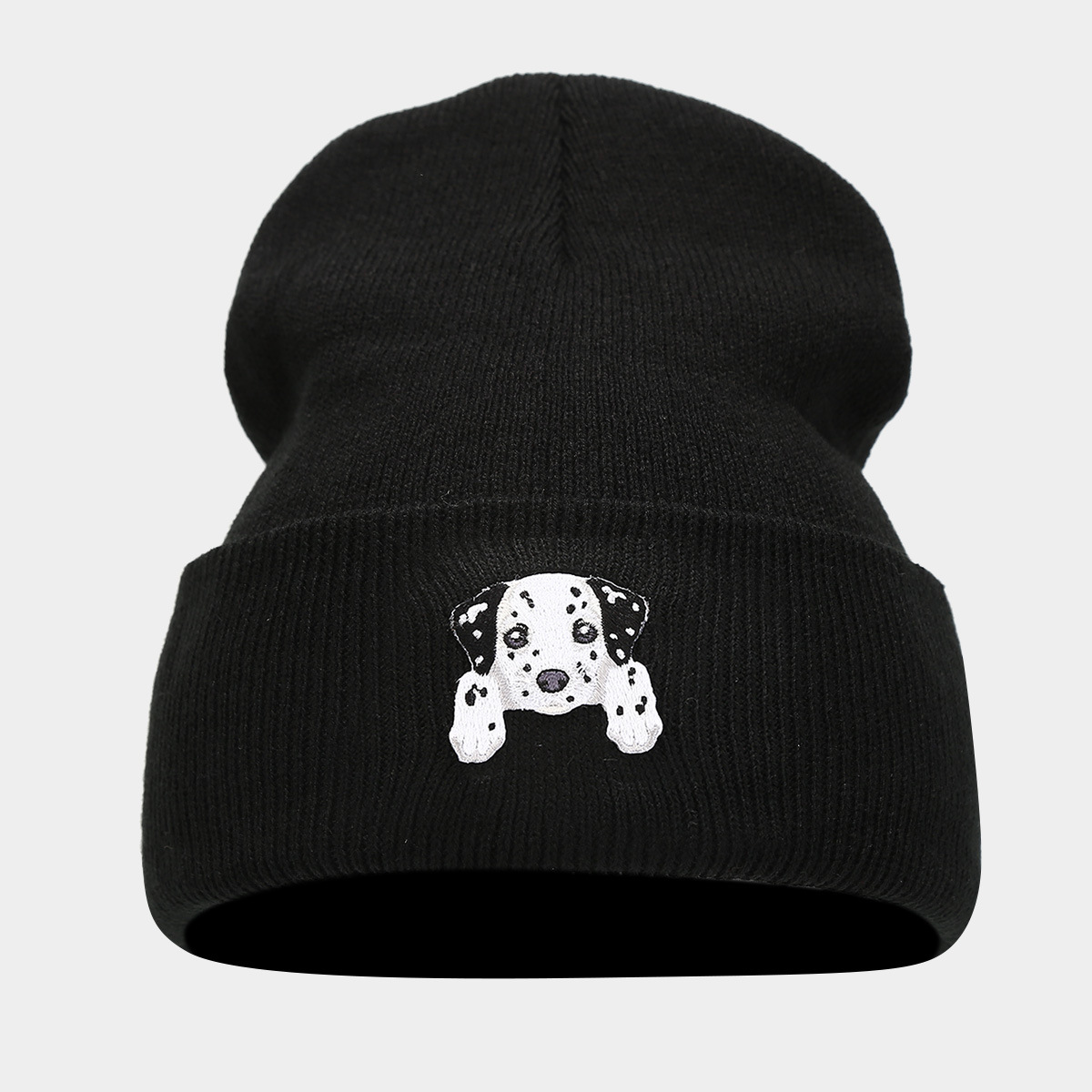 Ins lindo cachorro cabeza de pegatina sombrero de punto otoño invierno estilo callejero de la moda de la pelo sombrero pareja sombrero negro image 9