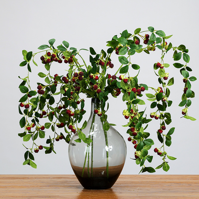 森系仿真植物树莓野果枝垂吊果藤假花红浆果幸运果场景布置装饰花