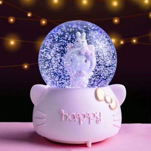 Bird's Poetry Music Hello Kitty Crystal Ball Music Box Music Box Birthday Gift for Girls, Friends, Besties and Children
