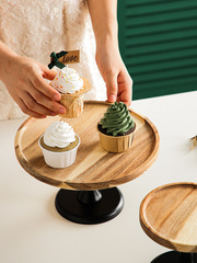 Wooden cake tray tall leg wooden plate rotating retro dessert pastry tea point cake stand display cake table arrangement stand