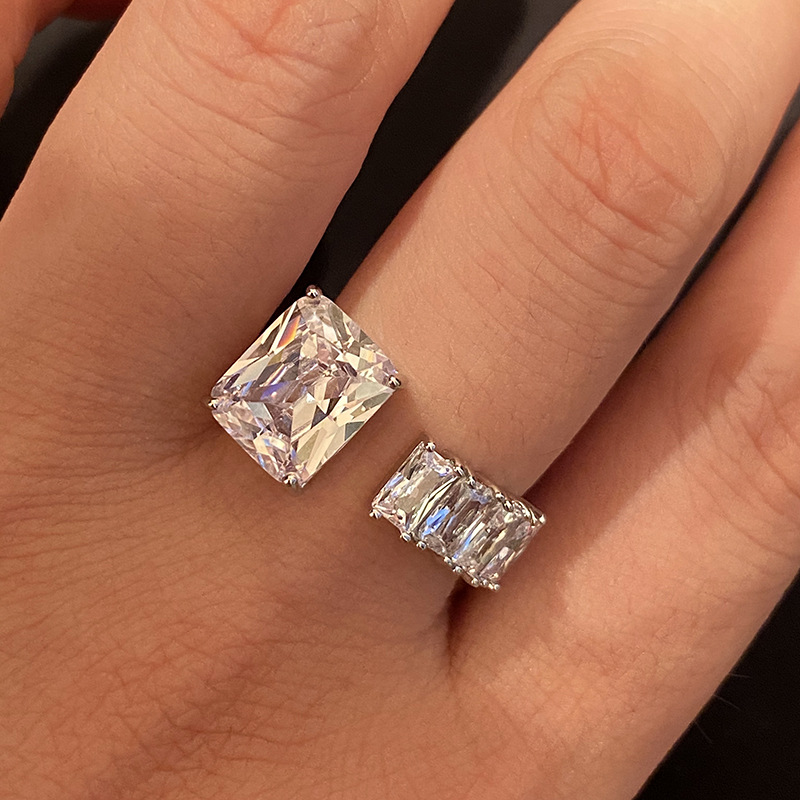 Micro-encrusted zircon square diamond ri...