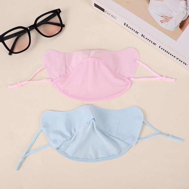 Summer ice silk sun mask Breathable UV protection hanging ear adjustable eye protection Angle gradient blush mask for men and women