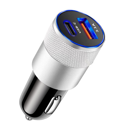 Cross-border wholesale PD20W small steel cannon car charger QC3.0 38W fast charging dual USB car charger PD+2.4
