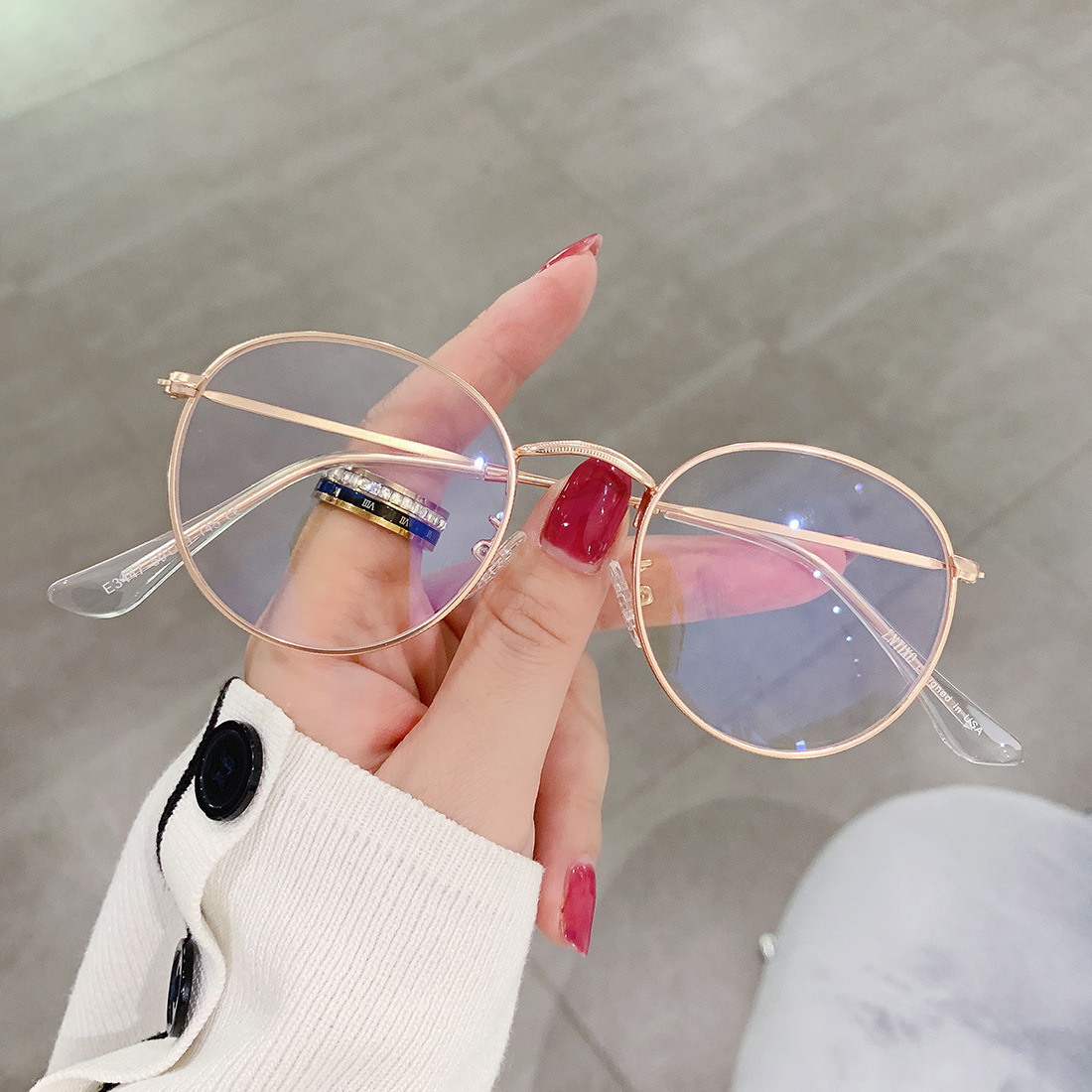 Simple Style Solid Color Ac Round Frame Full Frame Optical Glasses display picture 2