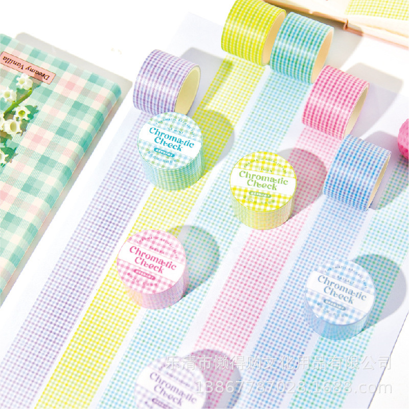 Twilight Tape Gentle Korean-style Plaid Series Korean-style Plaid Hand Account Decorative Material Loop Post