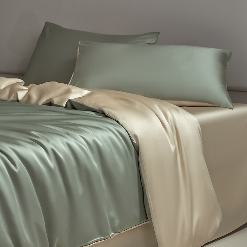 High-end Lyocell 100 Tencel Double Four-piece Set Summer Naked Sleeping Ice Silk Light Luxury Bed Sheet Quilt Cover Factory Straight High-end Lyocell 100 Tencel Double Four-piece Set Summer Naked Sleeping Ice Silk Light Luxury Bed Sheet Quilt Cover Factory Straight