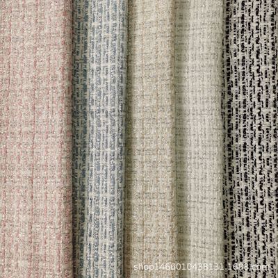 卓曦纺织|小香风春夏银丝带子格粗纺编织毛纺服装箱包面料现货