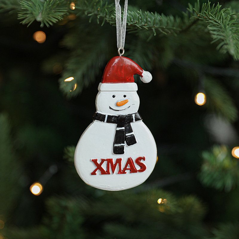 跨境树脂圣诞挂件老人雪人麋鹿XMAS圣诞树挂饰吊件节日装饰现货|undefined