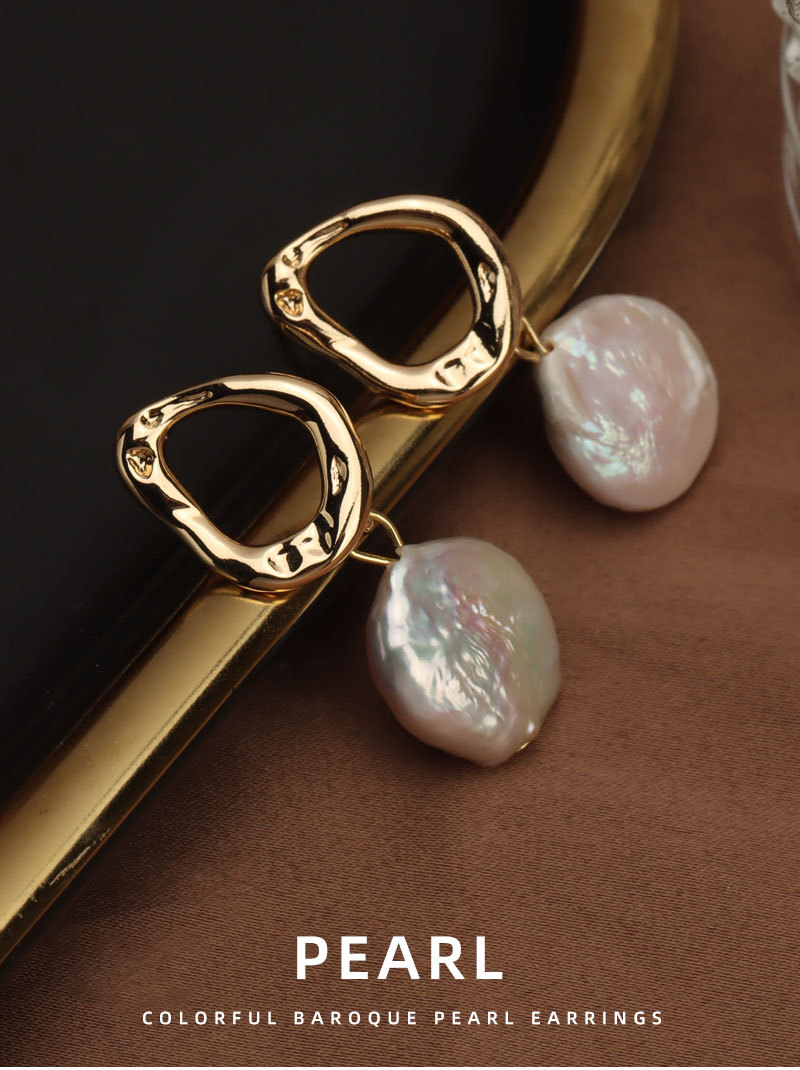 11g Weight 18K Gold Plated Plating Material Freshwater Pearl Inlay Material Earrings Classification 1 Pair 18K Gold Plated Freshwater Pearl Round Earrings