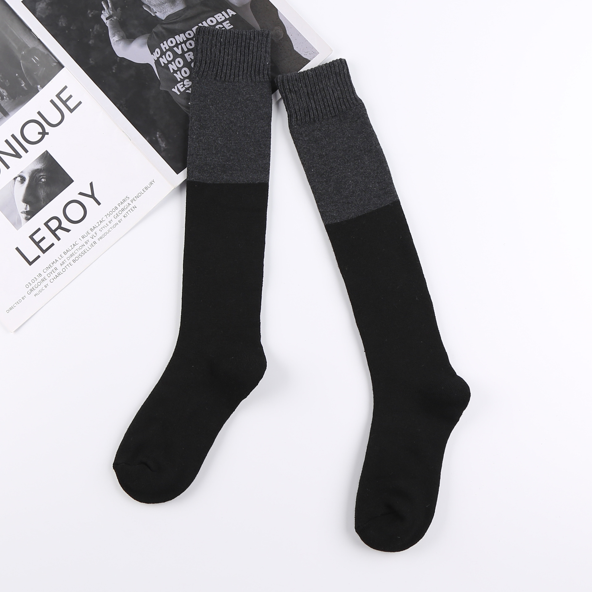 Zhuji calcetines de pantorrilla de otoño e invierno calcetines de mujer jk calcetines de pierna adelgazantes calcetines de algodón cálido de color sólido calcetines de felpa gruesos con forro polar