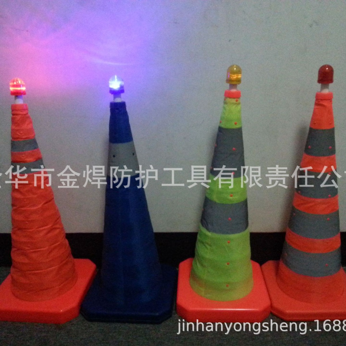 厂家一手货源大量批发带一道反光条荧光绿色伸缩路锥