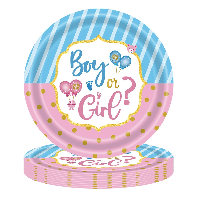 Одноразовый набор посуды для вечеринки, набор для детской вечеринки «Boy or Girl», варианты на 4 предмета и 9 предметов на 24 человека
