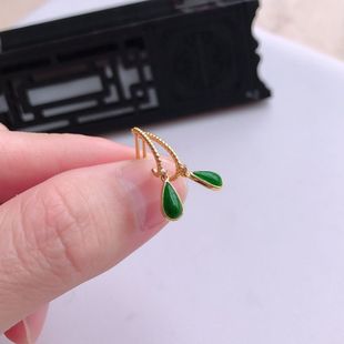 Natural Jade Burmese Old Pit Ice Full Green Hot Green Raindrops Inlaid 18k Luxury Earrings Earrings Earrings