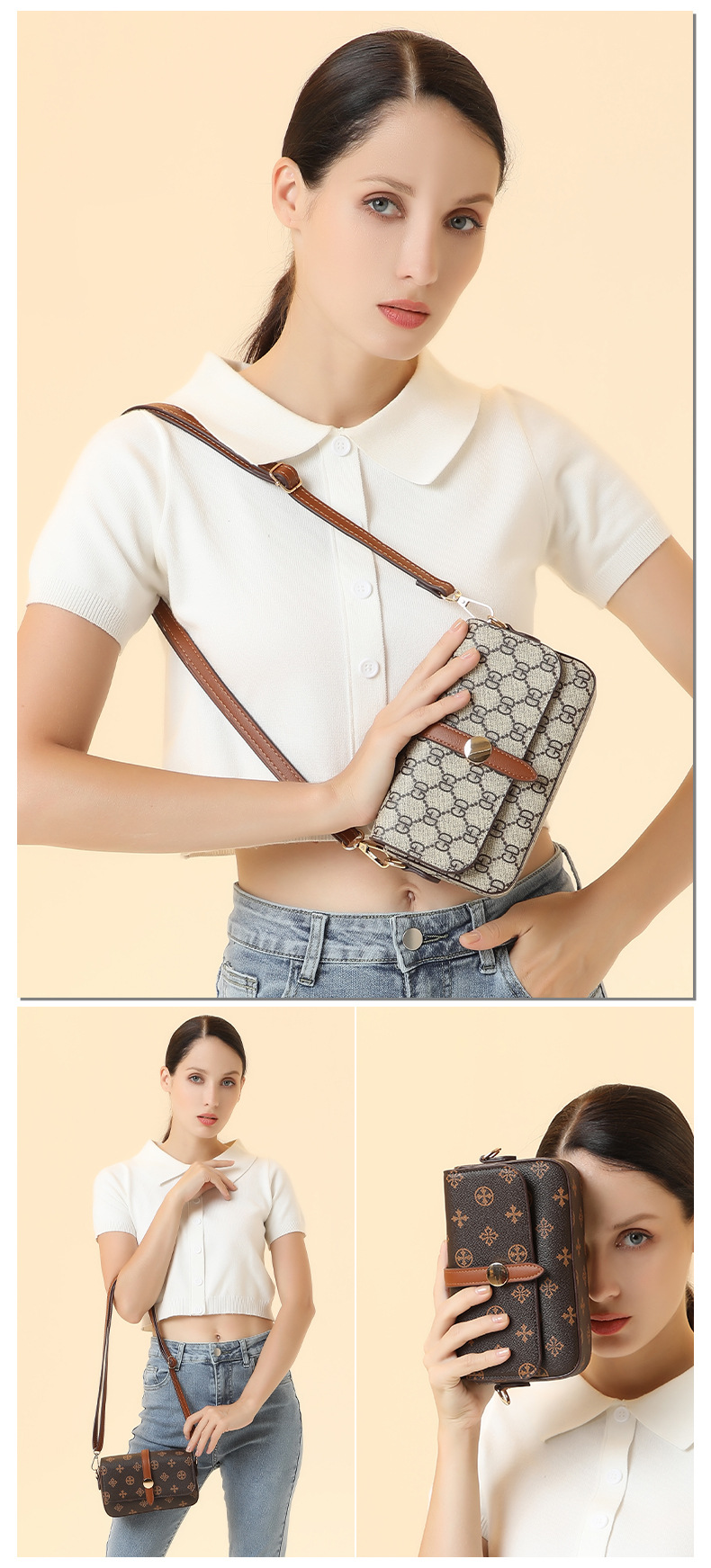 Baellerry 2023 New Women's Magnetic Buckle Plaid Large Capacity Single Shoulder Crossbody Bag High End Women's Bags_voghion.com