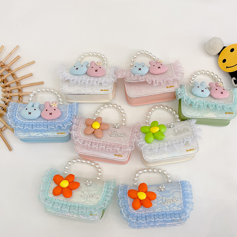 Bolso de los niños de estilo coreano 2022 Otoño Nueva Chica Flor bolsa de mensajero de moda estilo Chanel mini bolsa de accesorios de moda