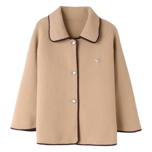 Middle-Aged Mother's Autumn Outfit, Stylish Woolen Short Coat, Young Petite Lady's Top, Middle-Aged and Elderly Cardigan Women's Clothing