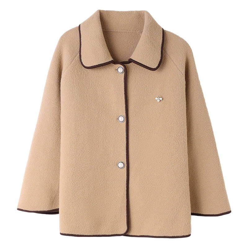 Осенняя шерстяная короткая верхняя одежда для мам среднего возраста, топ для молодых миниатюрных дам, женская одежда-кардиган для женщин среднего и пожилого возраста.