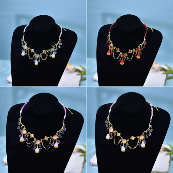 Han clothing accessories wreaths Hong Kong style necklace fashion antique cat's eye super fairy crystal exotic style necklace small fresh simple