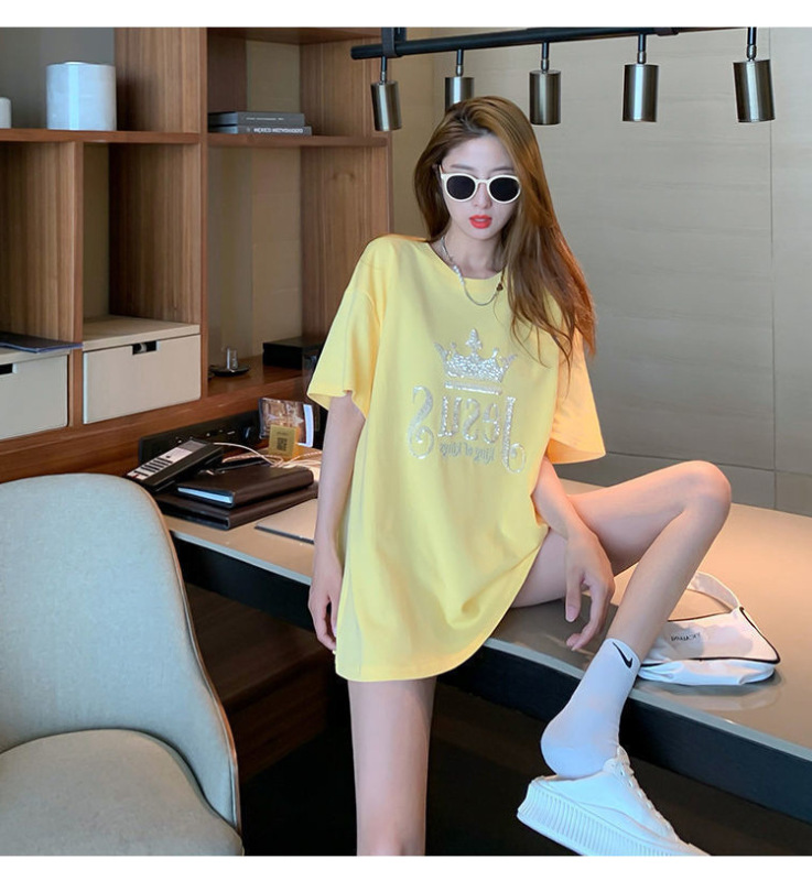 Sequin Embroidered Short-Sleeved T-Shirt for Women, Summer 2026 New Style, Versatile, Loose, Fashionable, Niche, Mid-Length Half-Sleeve Top Sequin Embroidered Short-Sleeved T-Shirt for Women, Summer 2026 New Style, Versatile, Loose, Fashionable, Niche, Mid-Length Half-Sleeve Top