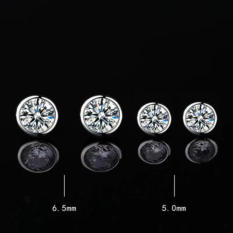 S925 Sterling Silver Bubble Earrings, Neutral Men's and Women's Style, Simple Round Single Diamond Moissanite Jewelry Earrings, Drop Shipping