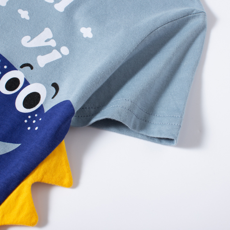 Ser superior ropa para niños camiseta para niños verano coreano dibujos animados dinosaurio bebé superior puro algodón INS suministro directo de fábrica entrega