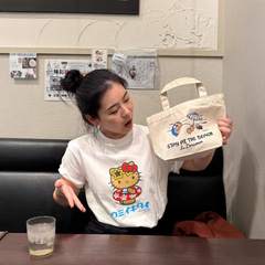 ニュートラルサマーTシャツプリントハローキティプリント半袖Tシャツトップス純綿半袖Tシャツ女性カップル着用