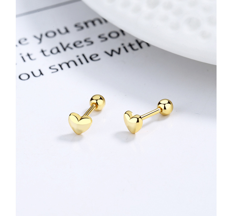 1 Pair Quantity Casual, Daily Occasion 1 Pair 925 Sterling Silver 925 Sterling Silver Earrings Heart Shape Screw Backs Small Stud Earrings